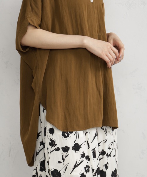 FOUND GOOD(ファウンドグッド)の「レーヨンナイロンスキッパーシャツ(シャツ/ブラウス・レディース・グリーン系5/ホワイト系5/ブラウン系5/ブラック/アイボリー・S/M/L)」の16枚目の写真