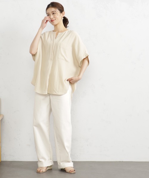 FOUND GOOD(ファウンドグッド)の「レーヨンナイロンスキッパーシャツ(シャツ/ブラウス・レディース・グリーン系5/ホワイト系5/ブラウン系5/ブラック/アイボリー・S/M/L)」の18枚目の写真