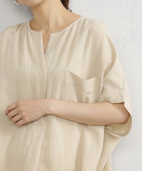 FOUND GOOD(ファウンドグッド)の「レーヨンナイロンスキッパーシャツ(シャツ/ブラウス・レディース・グリーン系5/ホワイト系5/ブラウン系5/ブラック/アイボリー・S/M/L)」の19枚目の写真