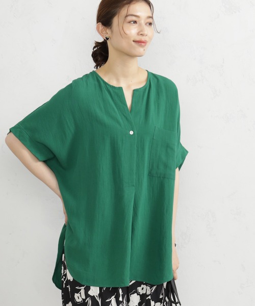 FOUND GOOD(ファウンドグッド)の「レーヨンナイロンスキッパーシャツ(シャツ/ブラウス・レディース・グリーン系5/ホワイト系5/ブラウン系5/ブラック/アイボリー・S/M/L)」の22枚目の写真