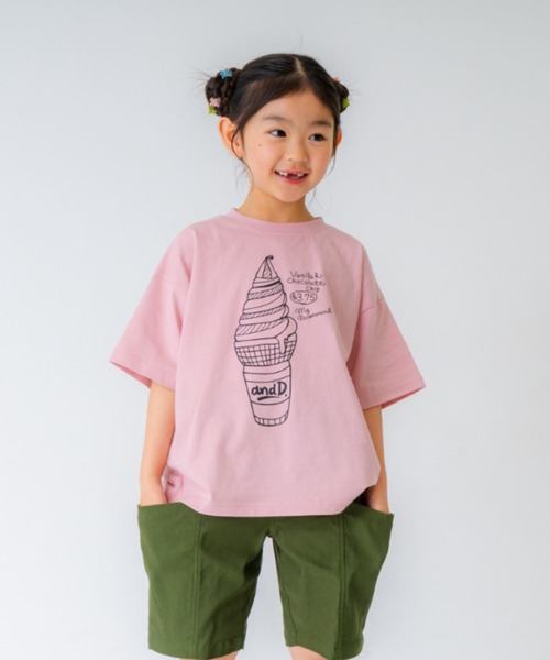 and D. petit main（アンドディープティマイン）の「アソートフードプリントTシャツ（Tシャツ/カットソー・キッズ・ピンク/ホワイト/イエロー/ネイビー・120cm/100cm/110cm/150cm/140cm/130cm）」の4枚目の写真