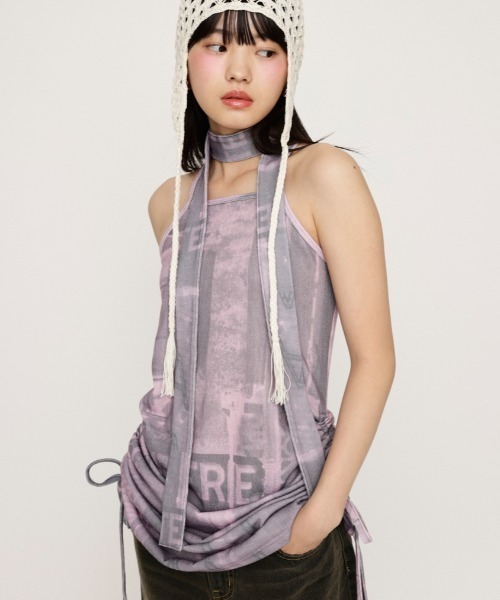 フォトプリントフォト プリント スケーターワンピース SLY（スライ）の「PHOTO PRINT SHIRRING OP フォト プリント