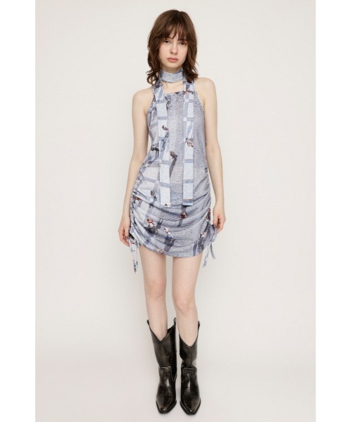 SLY（スライ）の「PHOTO PRINT SHIRRING OP フォト プリント シャーリング ワンピース（ワンピース・レディース・ピンク系その他/グレー系その他2・FREE）」の3枚目の写真