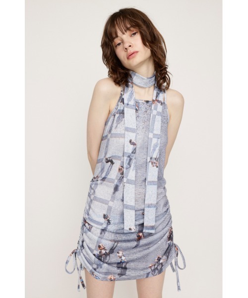 SLY（スライ）の「PHOTO PRINT SHIRRING OP フォト プリント シャーリング ワンピース（ワンピース・レディース・ピンク系その他/グレー系その他2・FREE）」の9枚目の写真