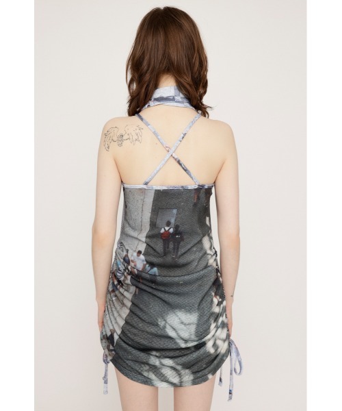 【uni】SLY PHOTO PRINT SHIRRING ワンピース SLY（スライ）の「PHOTO PRINT SHIRRING OP フォト プリント
