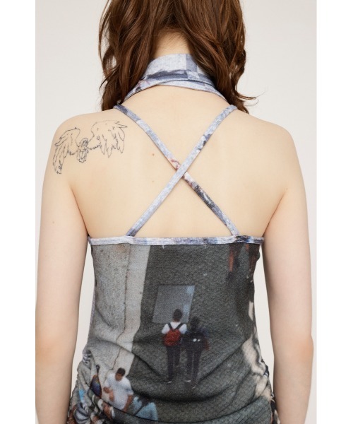 【uni】SLY PHOTO PRINT SHIRRING ワンピース SLY（スライ）の「PHOTO PRINT SHIRRING OP フォト プリント