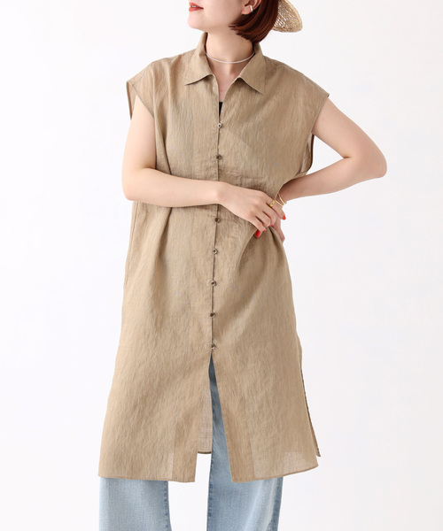 Spick & Span(スピックアンドスパン)の「ビスチェコンビチュニックシャツ(シャツ/ブラウス・レディース・ホワイト/ベージュ・FREE)」の2枚目の写真