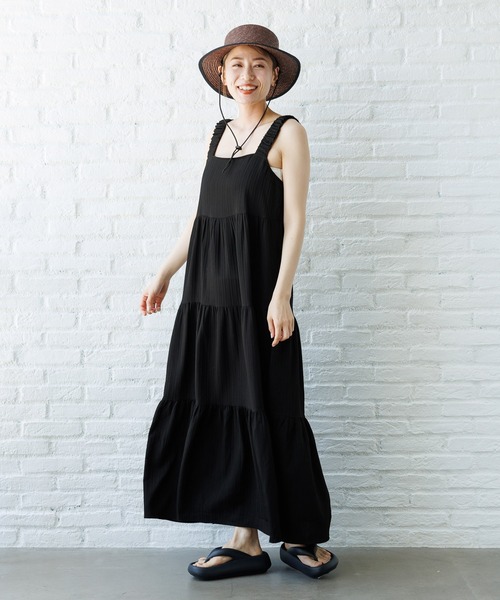 LAKOLE(ラコレ)の「肩フリルドビーワンピース / 126889(ワンピース・レディース・アイボリー/ブラック/ベージュ・MEDIUM/SMALL)」の2枚目の写真