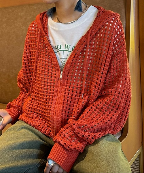 CIAOPANIC TYPY(チャオパニックティピー)の「【UNISEX】メッシュパーカー(パーカー・メンズ・アイボリー/モスグリーン/ネイビー/オレンジ・MEDIUM/LARGE)」の8枚目の写真