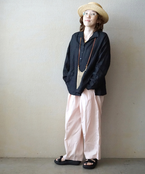 極美品✨ジャーナルスタンダード レリューム スキッパーシャツ 麻 リネン 洗える journal standard luxe｜40リネンワッシャー Vスキッパーシャツ