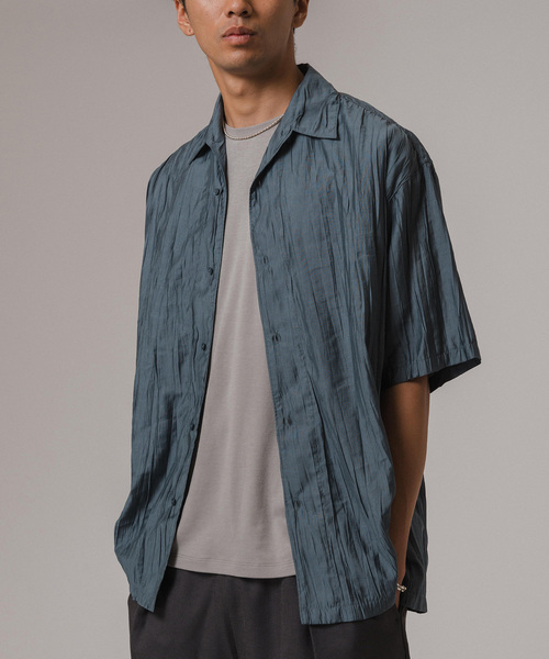 EDIFICE（エディフィス）の「クリンクル ローン オープンカラー半袖シャツ（シャツ/ブラウス・メンズ・サックスブルー/ネイビー/チャコールグレー/オレンジ系その他・SMALL/MEDIUM/LARGE）」の4枚目の写真