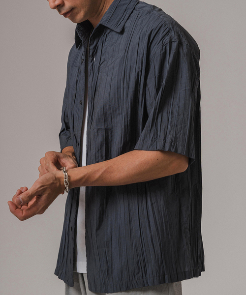 EDIFICE（エディフィス）の「クリンクル ローン オープンカラー半袖シャツ（シャツ/ブラウス・メンズ・サックスブルー/ネイビー/チャコールグレー/オレンジ系その他・SMALL/MEDIUM/LARGE）」の15枚目の写真