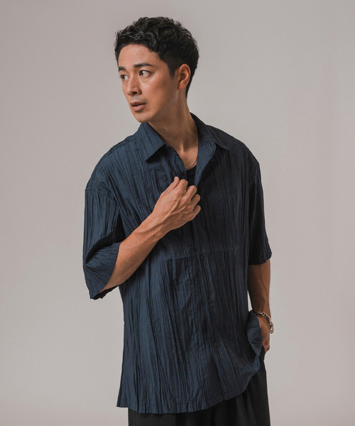 EDIFICE（エディフィス）の「クリンクル ローン オープンカラー半袖シャツ（シャツ/ブラウス・メンズ・サックスブルー/ネイビー/チャコールグレー/オレンジ系その他・SMALL/MEDIUM/LARGE）」の22枚目の写真