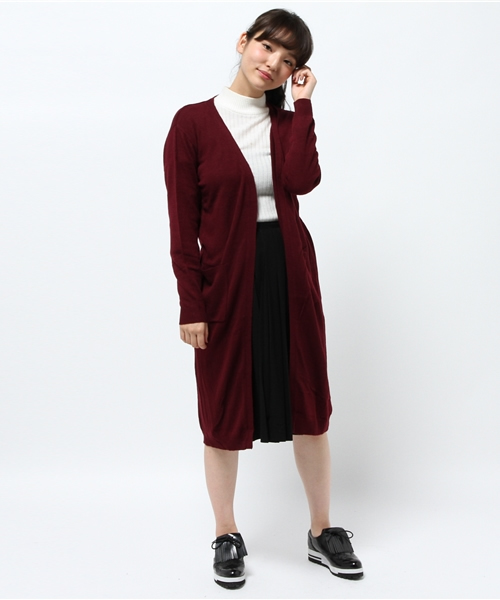 PUNYUS（プニュズ）の「ロングカーディガン（カーディガン/ボレロ・レディース・ダークグレー/ワイン/ブラック/カーキ・3/2/4/1）」の4枚目の写真