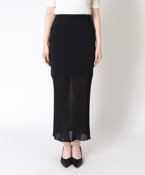 Three Four Time(スリーフォータイム)の「シアーニットスカート(スカート・レディース・ブラック/オフホワイト・FREE)」の17枚目の写真