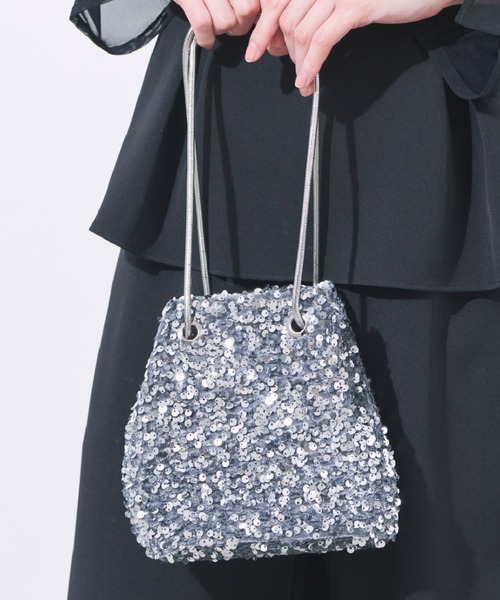 Cupid Heart(キューピッドハート)の「【Cupid Heart】結婚式用!巾着風スパンコールパーティーバッグ(ショルダーバッグ・レディース・グレー系その他/マルチ/シルバー/ブラック・MEDIUM)」の3枚目の写真