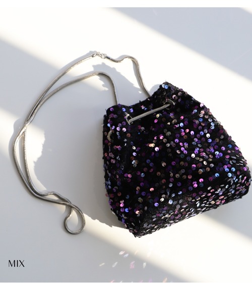 Cupid Heart(キューピッドハート)の「【Cupid Heart】結婚式用!巾着風スパンコールパーティーバッグ(ショルダーバッグ・レディース・グレー系その他/マルチ/シルバー/ブラック・MEDIUM)」の20枚目の写真