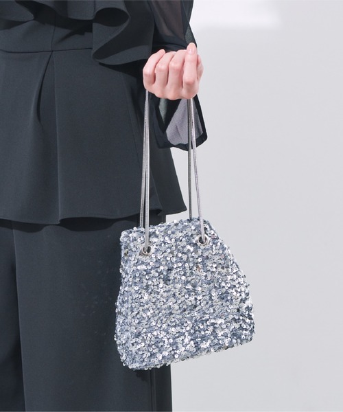 Cupid Heart(キューピッドハート)の「【Cupid Heart】結婚式用!巾着風スパンコールパーティーバッグ(ショルダーバッグ・レディース・グレー系その他/マルチ/シルバー/ブラック・MEDIUM)」の21枚目の写真