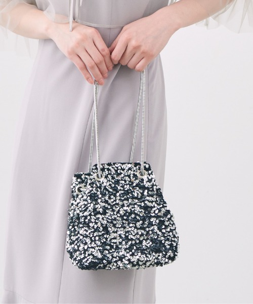 Cupid Heart(キューピッドハート)の「【Cupid Heart】結婚式用!巾着風スパンコールパーティーバッグ(ショルダーバッグ・レディース・グレー系その他/マルチ/シルバー/ブラック・MEDIUM)」の5枚目の写真