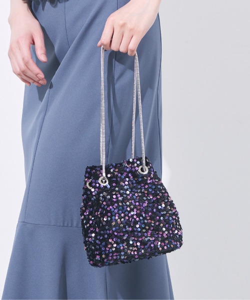 Cupid Heart(キューピッドハート)の「【Cupid Heart】結婚式用!巾着風スパンコールパーティーバッグ(ショルダーバッグ・レディース・グレー系その他/マルチ/シルバー/ブラック・MEDIUM)」の8枚目の写真
