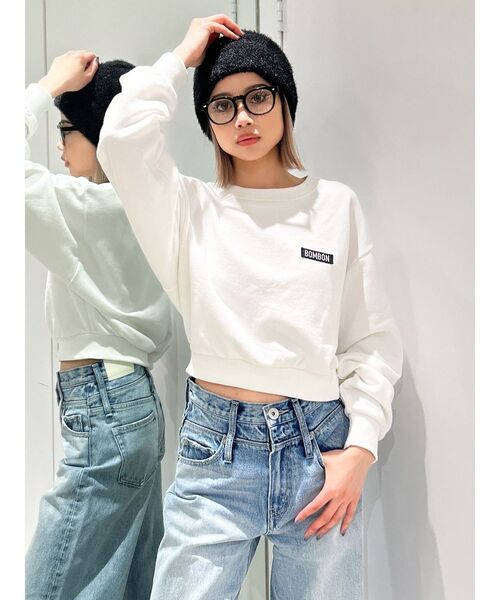 GYDA(ジェイダ)の「DRINK BOXロゴショートスウェットトップス(スウェット・レディース・ブラック/ベージュ/オフホワイト・FREE)」の2枚目の写真