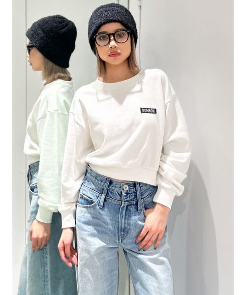 GYDA(ジェイダ)の「DRINK BOXロゴショートスウェットトップス(スウェット・レディース・ブラック/ベージュ/オフホワイト・FREE)」の6枚目の写真