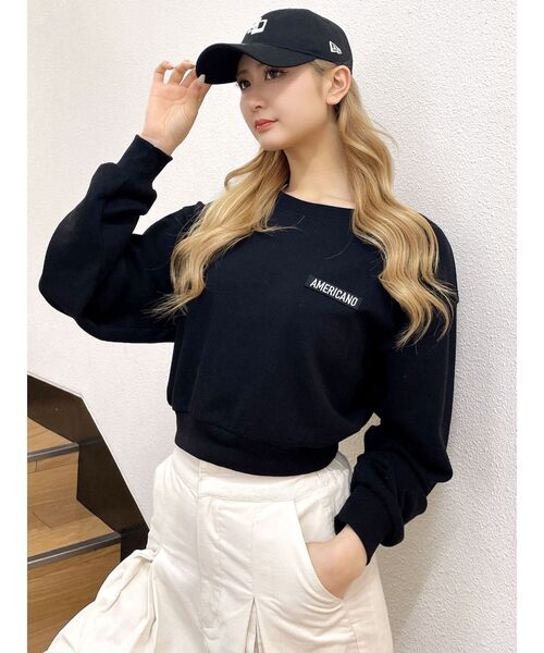 GYDA(ジェイダ)の「DRINK BOXロゴショートスウェットトップス(スウェット・レディース・ブラック/ベージュ/オフホワイト・FREE)」の11枚目の写真