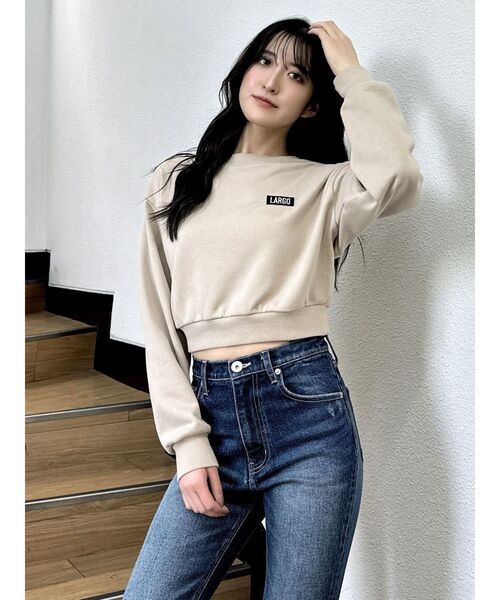 GYDA(ジェイダ)の「DRINK BOXロゴショートスウェットトップス(スウェット・レディース・ブラック/ベージュ/オフホワイト・FREE)」の16枚目の写真
