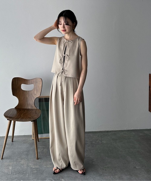 feepur（フェピュール）の「【セットアップ可】コンフォートツイードリボンベスト（ベスト・レディース・ベージュ/グレー/アイボリー/ブラウン・MEDIUM）」の9枚目の写真