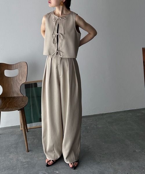 feepur（フェピュール）の「【セットアップ可】コンフォートツイードリボンベスト（ベスト・レディース・ベージュ/グレー/アイボリー/ブラウン・MEDIUM）」の10枚目の写真