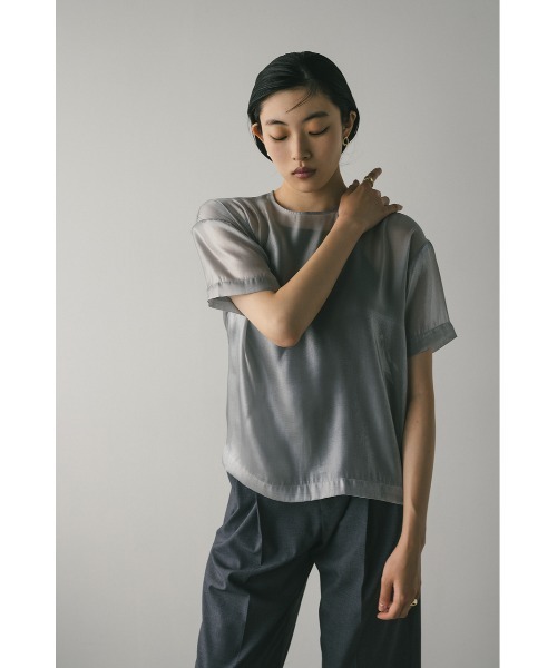 &ellecy メタリックTシャツ L】【ウォッシャブル】イニシャルアニマルプリントTシャツ