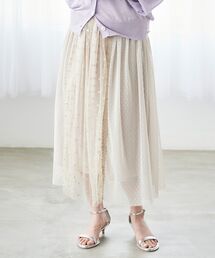 Perle Peche ドットチュールレースキリカエスカート