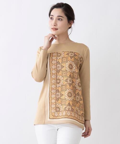 Leilian(レリアン)の「切替えハイゲージニットプルオーバー(ニット/セーター・レディース・ベージュ・13/9)」の1枚目の写真