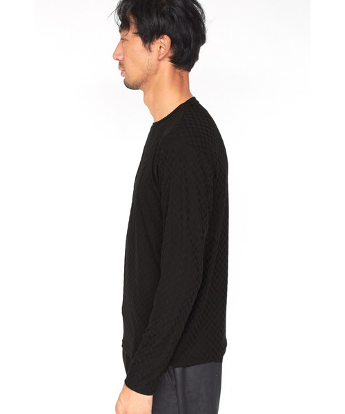 HIGH STREET(ハイストリート)の「HIGH STREET∴ヘリンボンJQ長袖クルーネックカットソー(Tシャツ/カットソー・メンズ・ブラック/ホワイト・M/L/LL)」の12枚目の写真