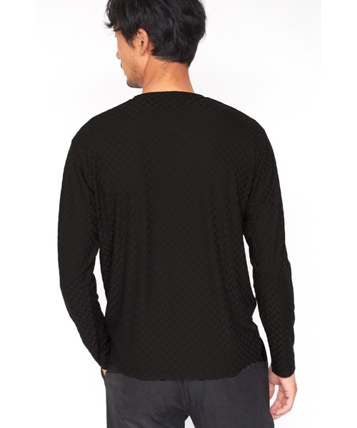 HIGH STREET(ハイストリート)の「HIGH STREET∴ヘリンボンJQ長袖クルーネックカットソー(Tシャツ/カットソー・メンズ・ブラック/ホワイト・M/L/LL)」の13枚目の写真