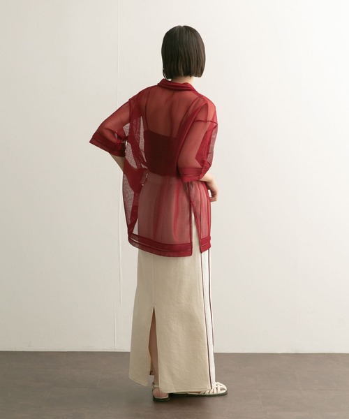 KBF（ケイビーエフ）の「ハーフZIPメッシュプルオーバー（シャツ/ブラウス・レディース・ボルドー/ブラック/アイボリー・ONE）」の11枚目の写真