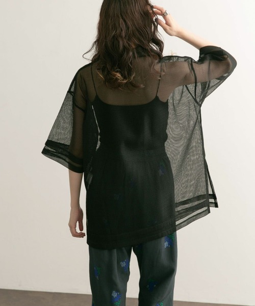 KBF（ケイビーエフ）の「ハーフZIPメッシュプルオーバー（シャツ/ブラウス・レディース・ボルドー/ブラック/アイボリー・ONE）」の15枚目の写真