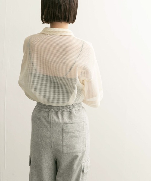 KBF（ケイビーエフ）の「ハーフZIPメッシュプルオーバー（シャツ/ブラウス・レディース・ボルドー/ブラック/アイボリー・ONE）」の19枚目の写真