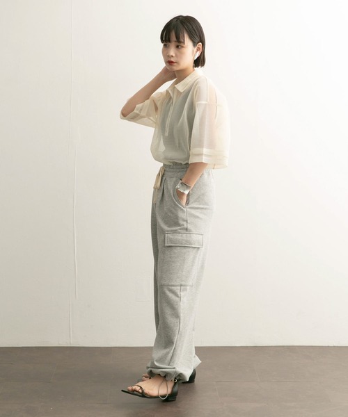 KBF（ケイビーエフ）の「ハーフZIPメッシュプルオーバー（シャツ/ブラウス・レディース・ボルドー/ブラック/アイボリー・ONE）」の21枚目の写真