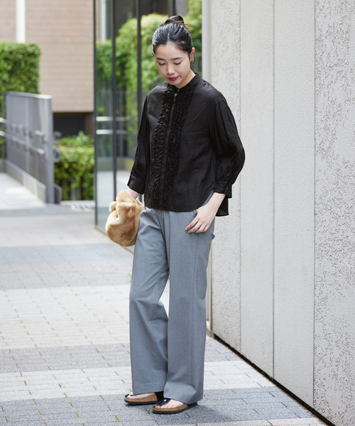 IENA シアーコットンギャバ フリルシャツ IENA（イエナ）の「シアーコットンギャバ フリルシャツ（シャツ