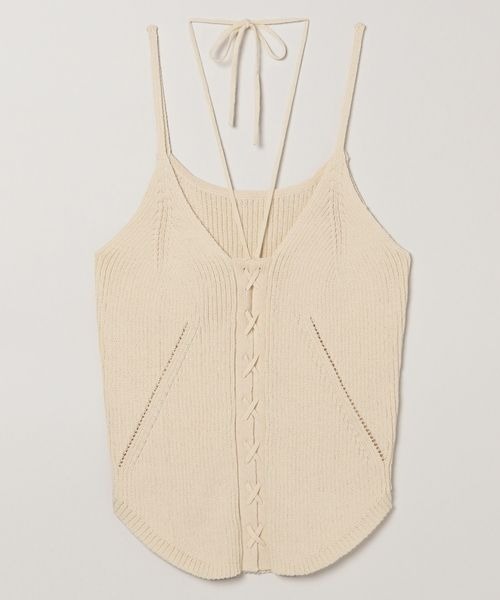 JEANASIS(ジーナシス)の「ホルターレースUPニットキャミ/148485(キャミソール・レディース・ブラック/オフホワイト/グレー・FREE)」の2枚目の写真