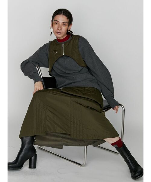 UN3D.（アンスリード）の「PADDED ZIP LAYERED SK / パテッドジップレイヤードスカート（スカート・レディース・ブラック/カーキ・36/38）」の21枚目の写真
