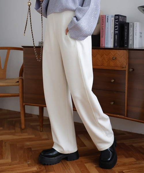 Girly Doll（ガーリードール）の「ダンボールニットカーブパンツ（その他パンツ・レディース・チャコール/アイボリー/ブラック・F）」の10枚目の写真