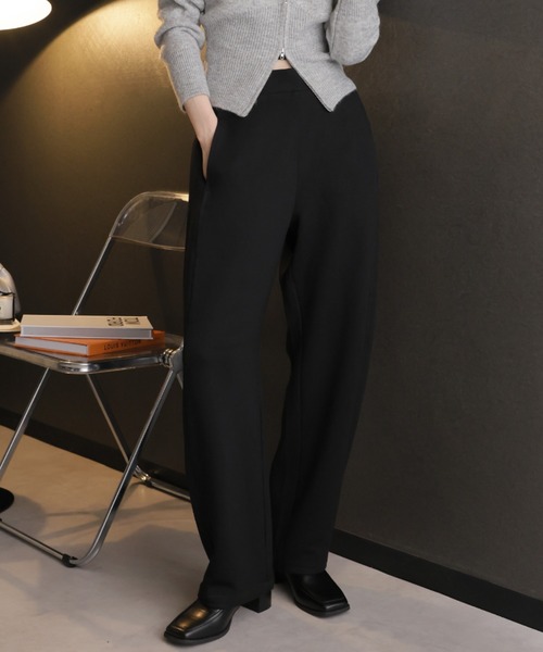 Girly Doll（ガーリードール）の「ダンボールニットカーブパンツ（その他パンツ・レディース・チャコール/アイボリー/ブラック・F）」の15枚目の写真