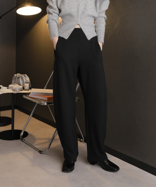 Girly Doll（ガーリードール）の「ダンボールニットカーブパンツ（その他パンツ・レディース・チャコール/アイボリー/ブラック・F）」の17枚目の写真