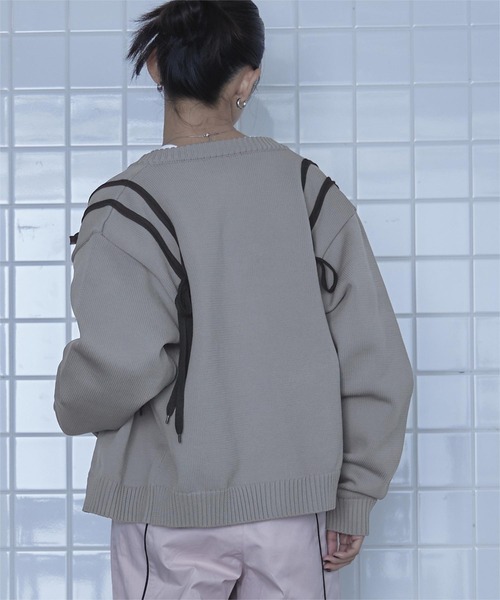 miette(ミエット)の「配色リボンニットカーディガン(カーディガン/ボレロ・レディース・ライトベージュ/ブラック/グレー・FREE)」の8枚目の写真