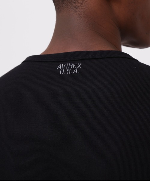 AVIREX（アヴィレックス）の「《DAILY/デイリー》RIB LONGSLEEVE CREW NECK T-SHIRT / リブ 長袖 クルーネック Tシャツ デイリーウェア / AVIREX / アヴィレックス（Tシャツ/カットソー・メンズ・ロイヤルブルー/チャコール/グレー/ホワイト/ブラック・SMALL/X-LARGE/LARGE/MEDIUM）」の8枚目の写真