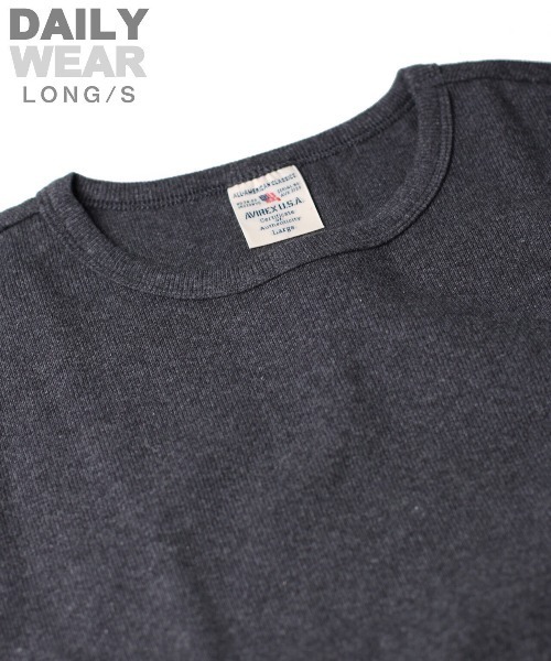 AVIREX（アヴィレックス）の「《DAILY/デイリー》RIB LONGSLEEVE CREW NECK T-SHIRT / リブ 長袖 クルーネック Tシャツ デイリーウェア / AVIREX / アヴィレックス（Tシャツ/カットソー・メンズ・ロイヤルブルー/チャコール/グレー/ホワイト/ブラック・SMALL/X-LARGE/LARGE/MEDIUM）」の19枚目の写真