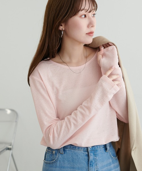 DISCOAT(ディスコート)の「シアープルオーバー 《WEB限定カラーあり》(Tシャツ/カットソー・レディース・ピンク系その他/ブラック/チャコールグレー/オフホワイト/ブラウン/ネイビー/オレンジ/グリーン系その他/サックスブルー/モカ/サンドベージュ/ピンク/グレイッシュベージュ/レッド/ブラック系その他/ホワイト/グレー系その他/イエロー・FREE)」の15枚目の写真