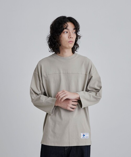 coen(コーエン)の「USAコットンピグメントフットボールTシャツ(Tシャツ/カットソー・メンズ・ダークグレー/ベージュ/ケリーグリーン・M/L/XL)」の7枚目の写真
